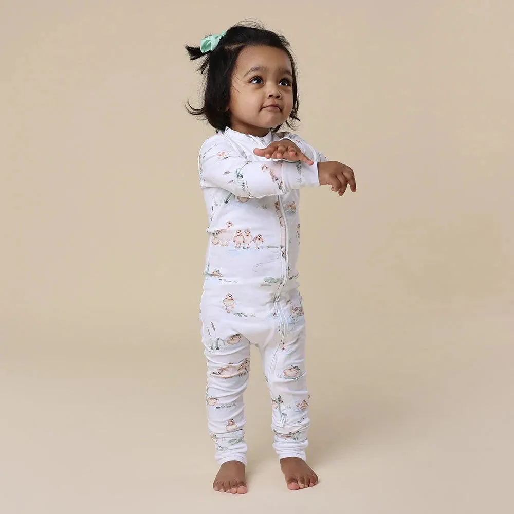 Snuggle Hunny - Organic Snugglesuit Convertible Romper | Duck Pond