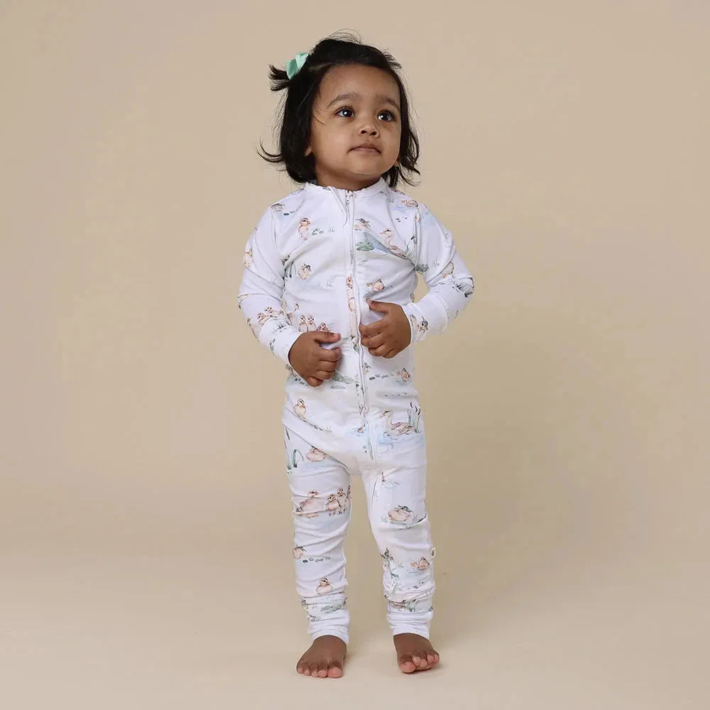 Snuggle Hunny - Organic Snugglesuit Convertible Romper | Duck Pond