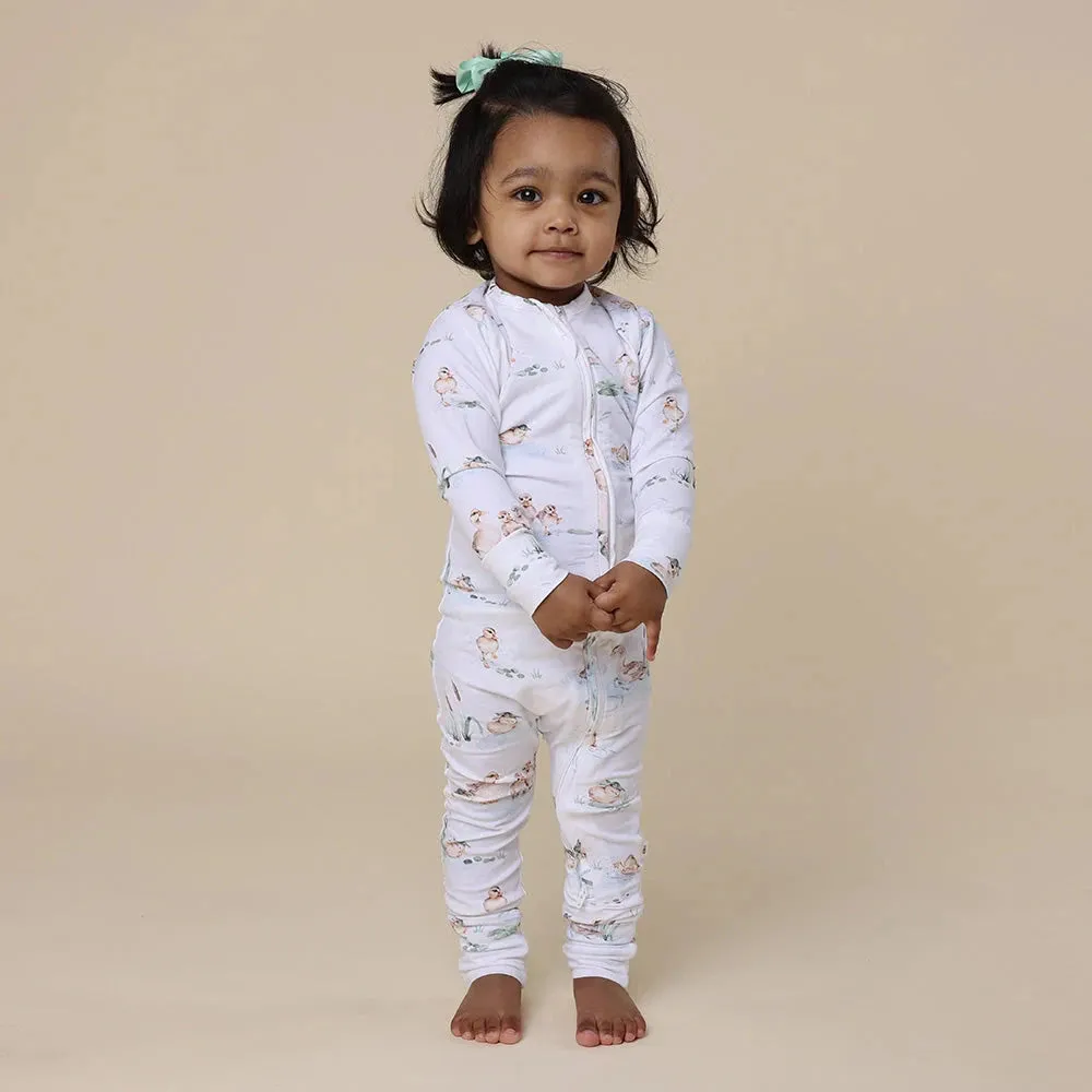 Snuggle Hunny - Organic Snugglesuit Convertible Romper | Duck Pond