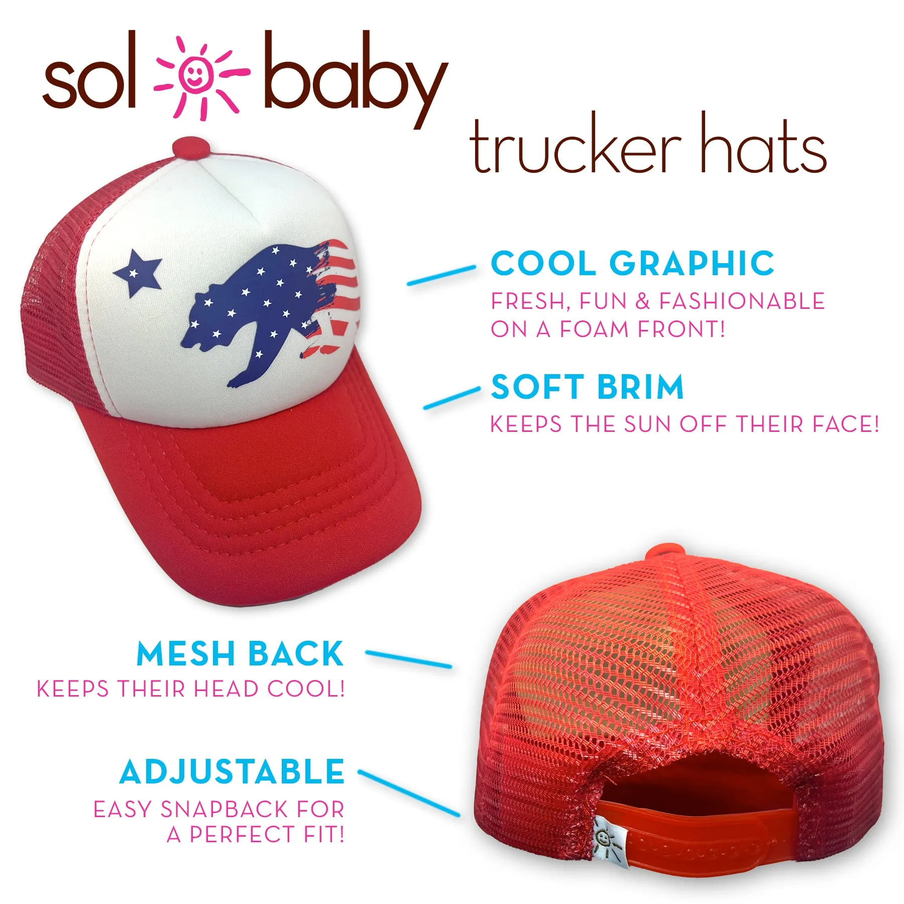 Sol Baby USA California Bear Trucker Hat