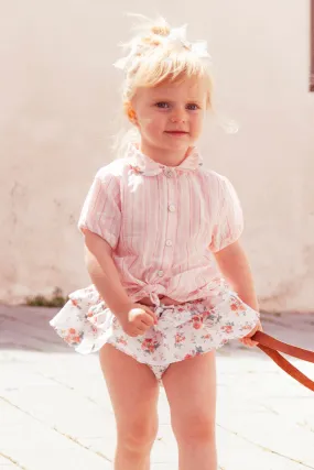 Tocoto Vintage Peter Pan Striped Baby Girls Set (Size 6M left)