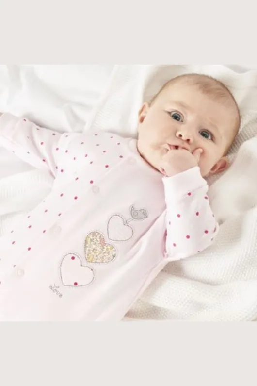 Triple Hearts Cotton Sleepsuit