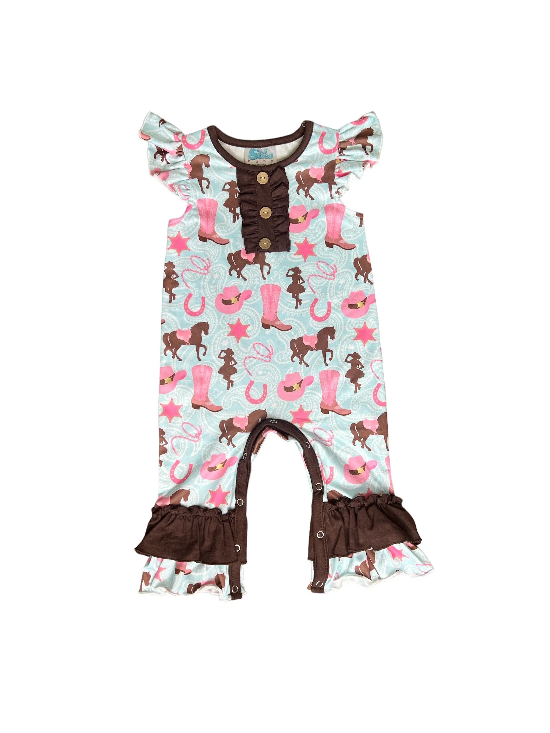 Turq Cowgirl Romper Baby (0-18m)