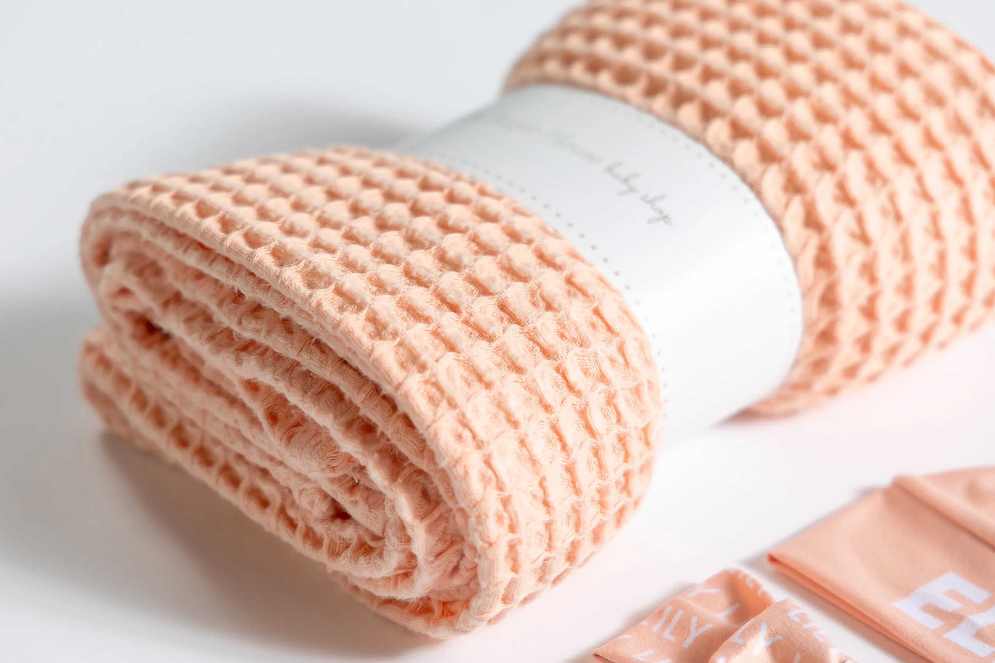 Waffle Blanket Set - Peach