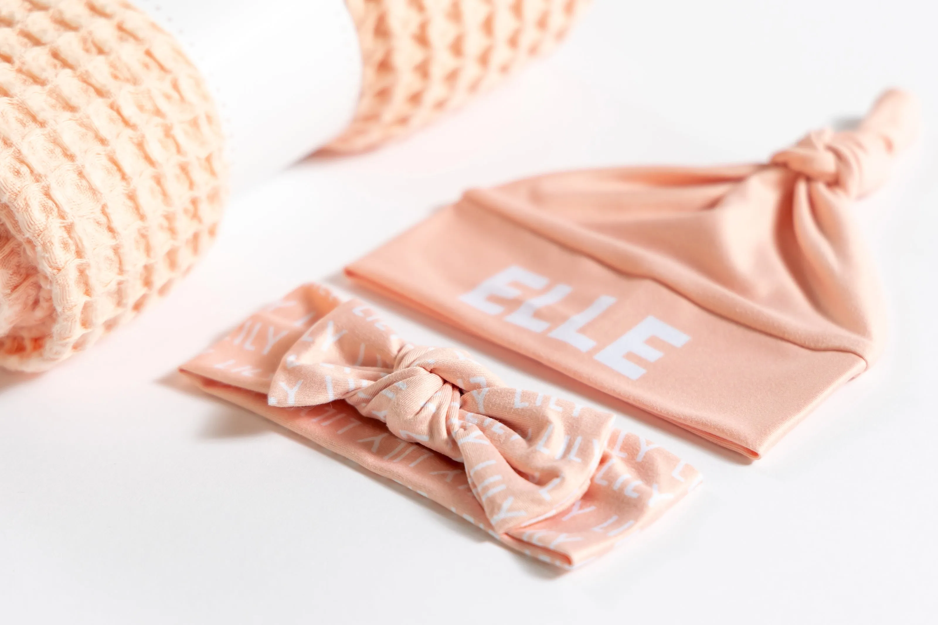 Waffle Blanket Set - Peach