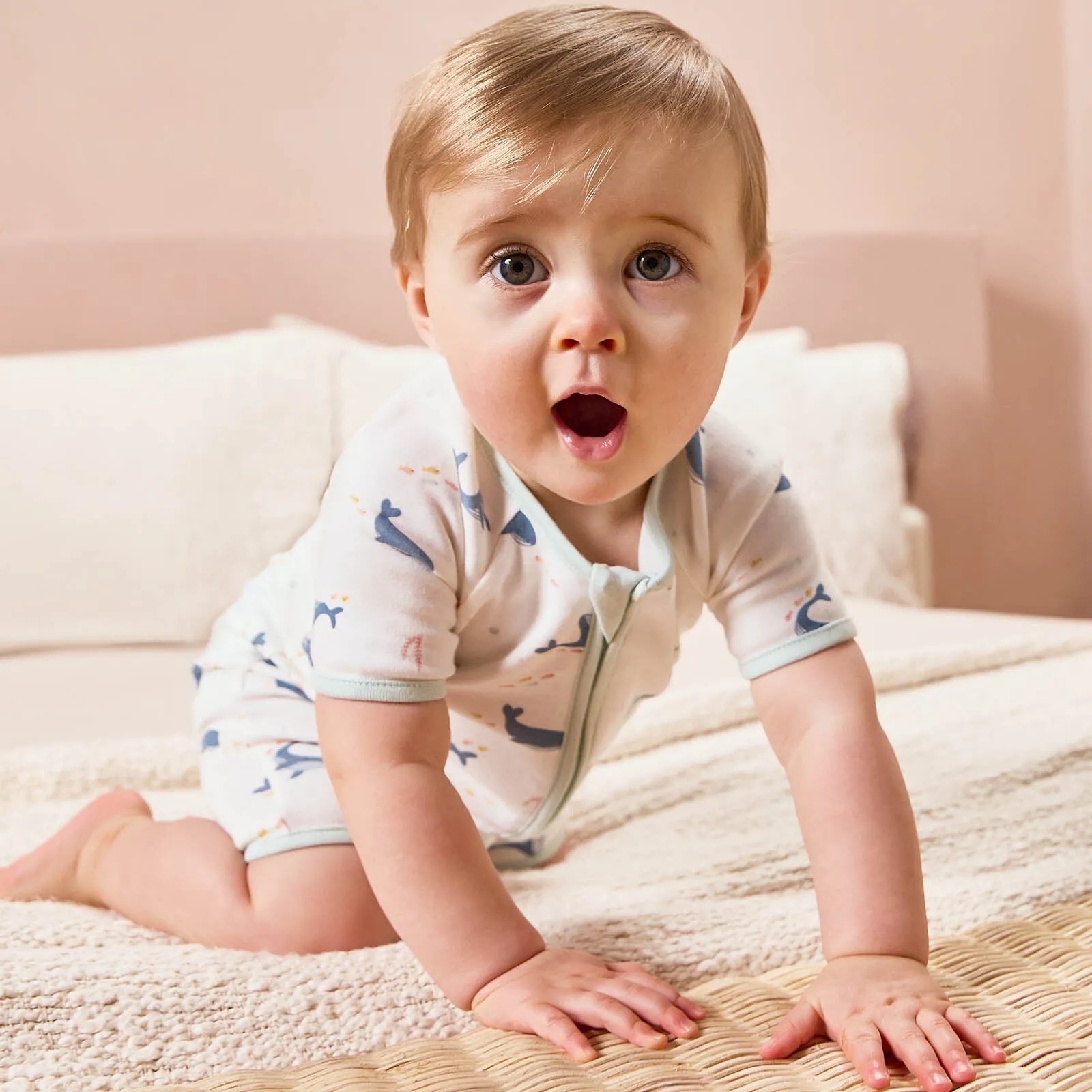 Whale Print Zip Summer Sleepsuit