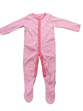 White & Pink Cotton Anti Slip Footie Romper