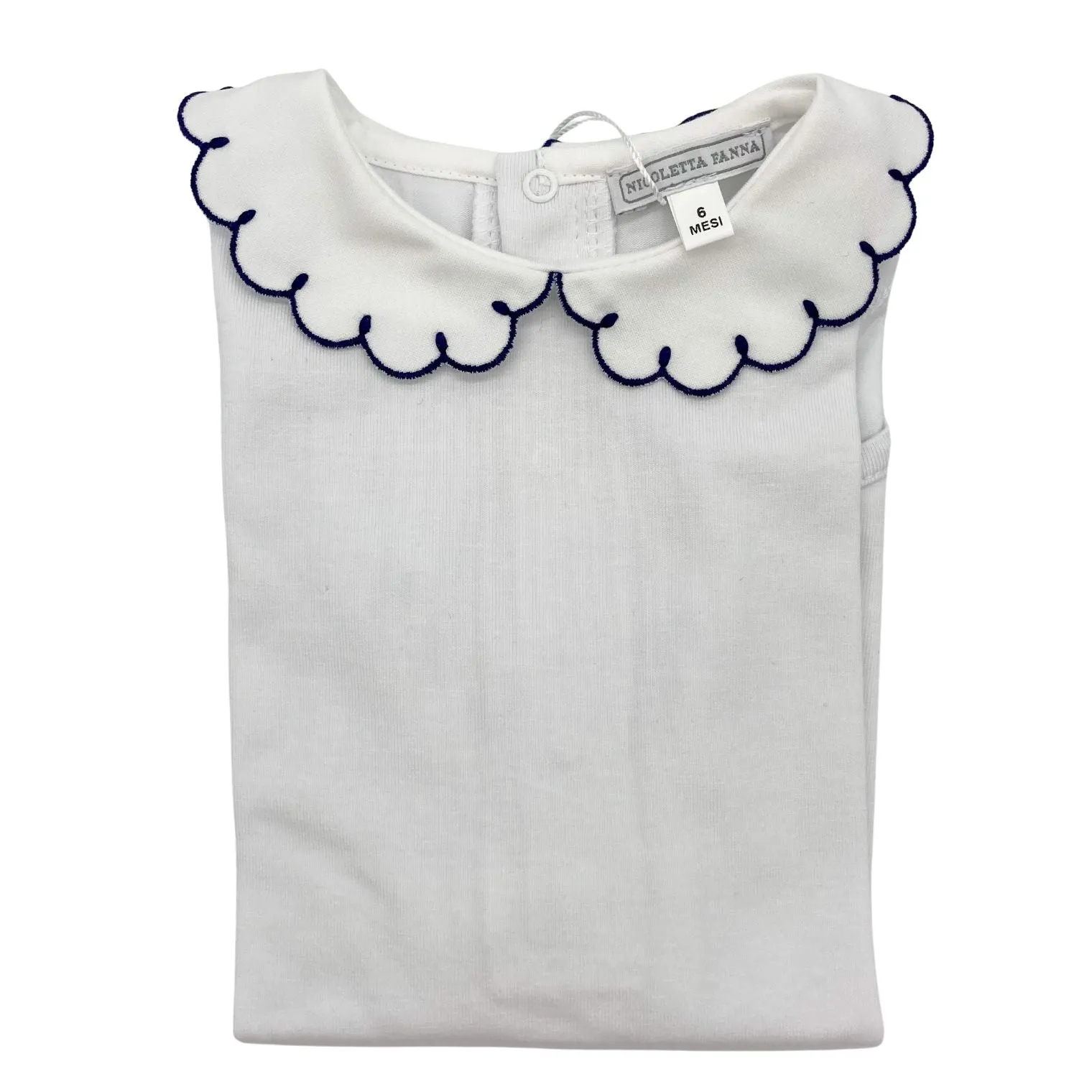 White Cotton Body with Embroidered Collar -  Emma