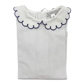 White Cotton Body with Embroidered Collar -  Emma