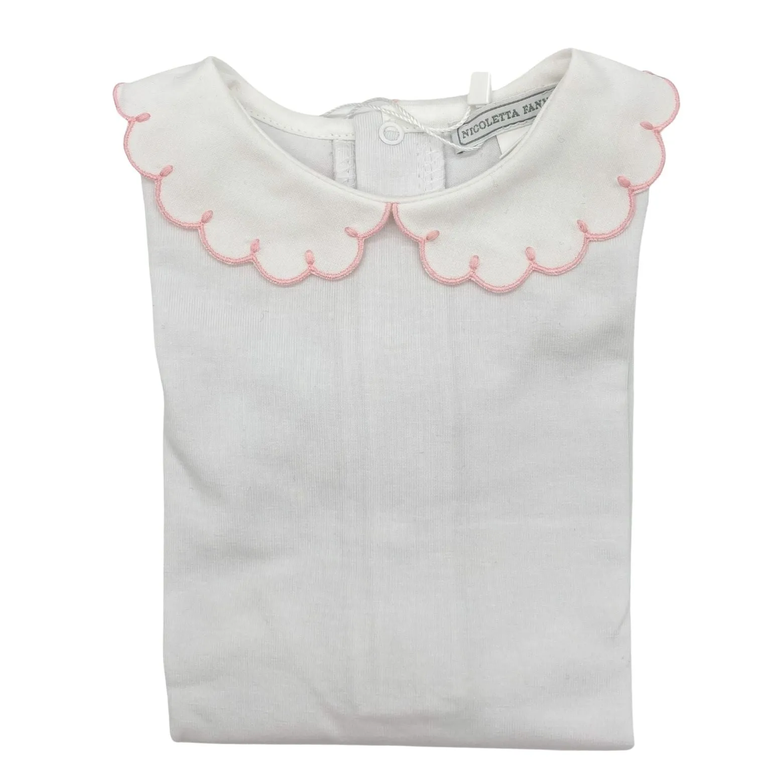 White Cotton Body with Embroidered Collar -  Emma