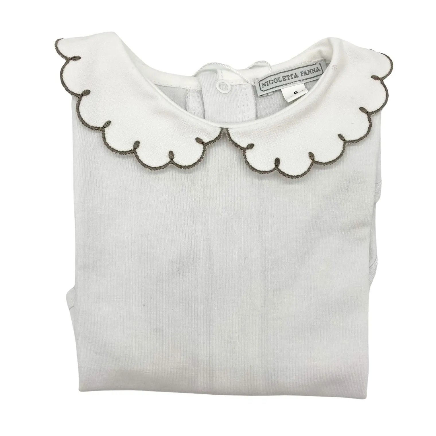 White Cotton Body with Embroidered Collar -  Emma