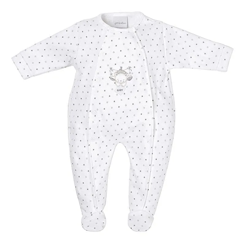 White 'Hanging Bear' Star Print Sleepsuit