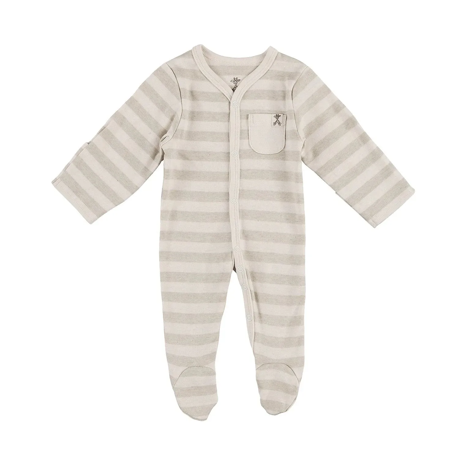 Wide Green Stripe Organic Sleepsuit