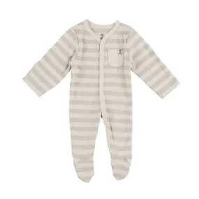 Wide Green Stripe Organic Sleepsuit