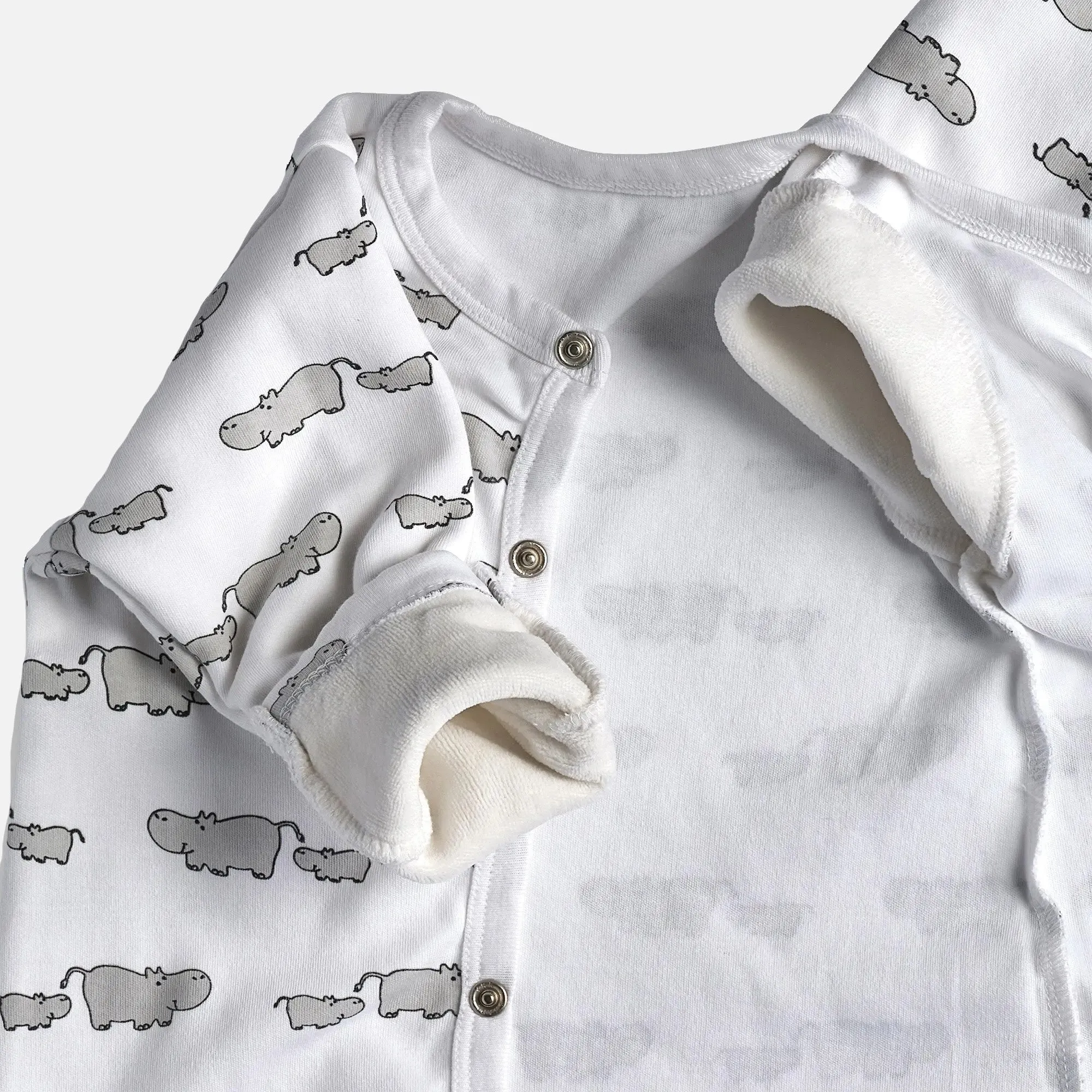 Winter Sleepsuit With Padded Sleeves (2pk) - Hippo