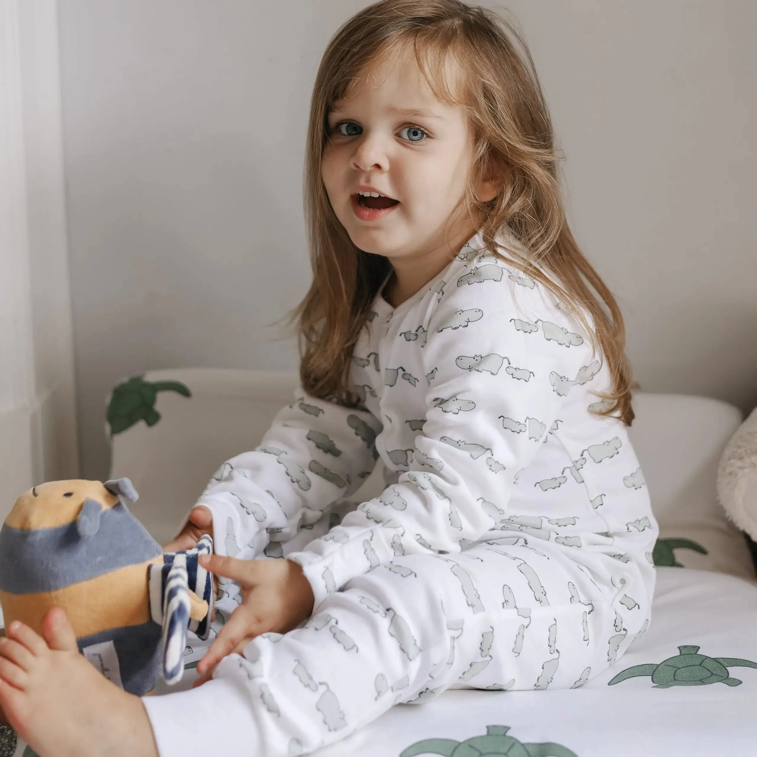 Winter Sleepsuit With Padded Sleeves (2pk) - Hippo