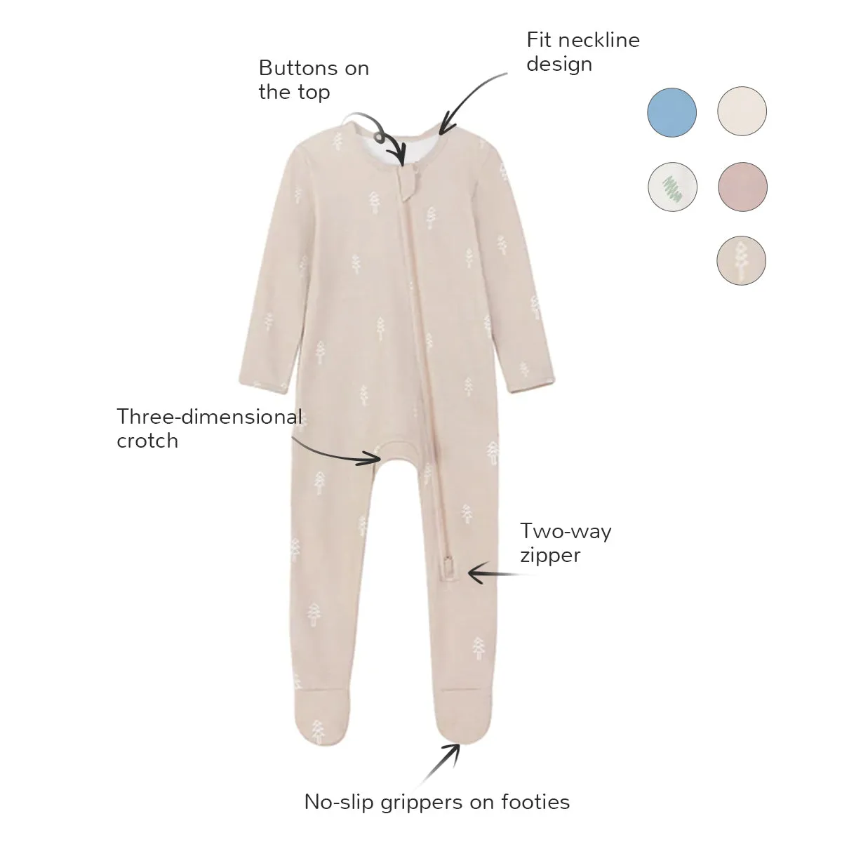 Zipper Romper Baby Footie Pajamas - Pine
